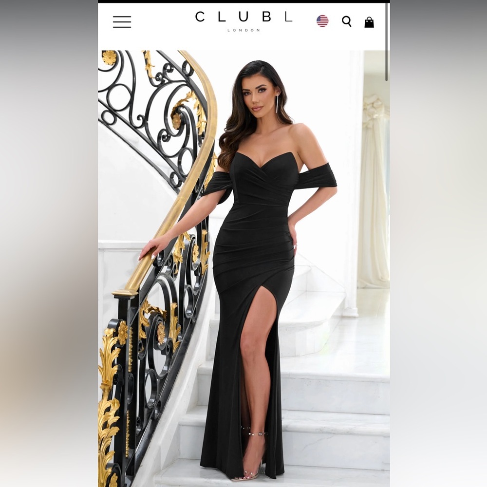Black Off-Shoulder Sweetheart Neckline Gown with Slit